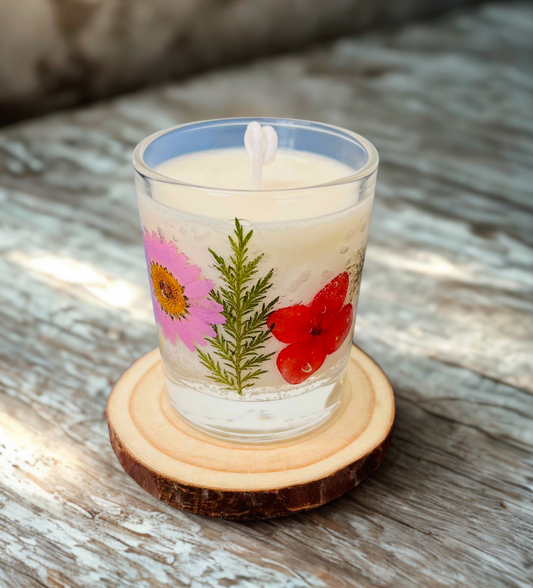 Petal Light Glass Candle – Mini Botanical Glass with Dried Flowers, Elegant Natural Home Décor Gift | Candliya