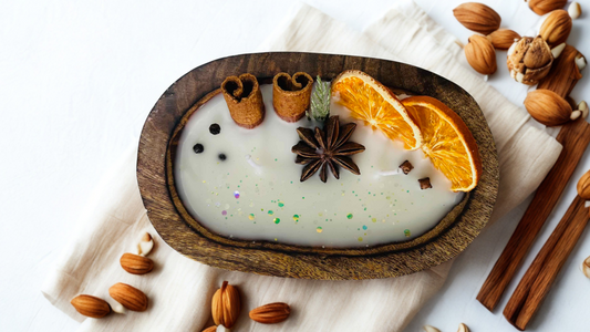 Spiced Harvest Wooden Bowl Candle – Orange Slice, Cinnamon, Clove & Anise for Warm Cozy Evenings | Candliya